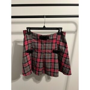 Vintage Hot Topic Super Low Fat Y2K Pink and Gray Plaid Skirt Size 11